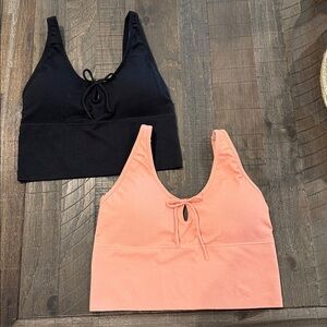 Marilyn Monroe Set of 2 Cami Sports Bra Tops Peach and Black Padded S